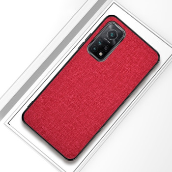 Противоударный чехол Cloth Texture на Xiaomi Mi 10T / 10T Pro - красный