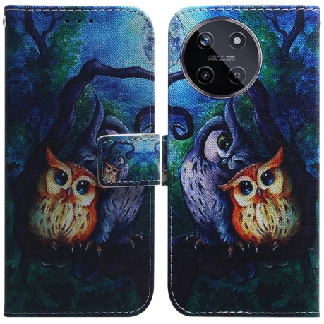 Чехол-книжка Coloured Drawing для Realme 11 4G Global - сова