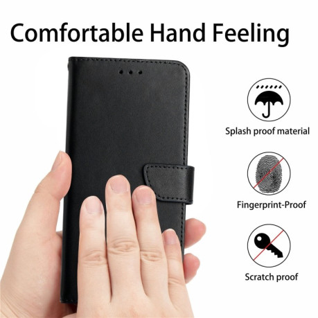 Кожаный чехол-книжка Genuine Leather Fingerprint-proof для Xiaomi Poco M5 4G/5G/M4 5G - черный