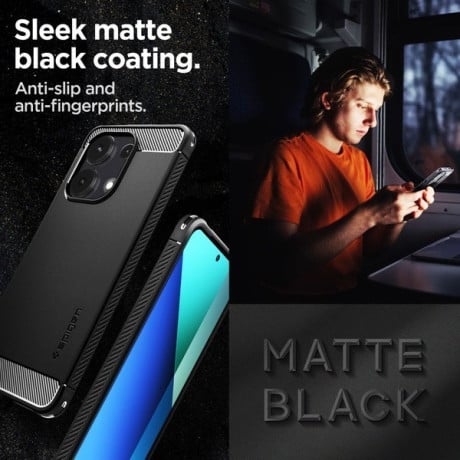 Оригинальный чехол Spigen Rugged Armor на Xiaomi Redmi Note 13 4G - Matte Black