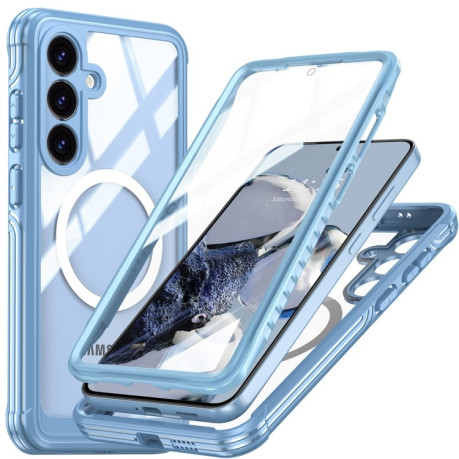 Протиударний скляний чохол Tempered Glass MagSafe  для Samsung Galaxy S25+ 5G - блакитний