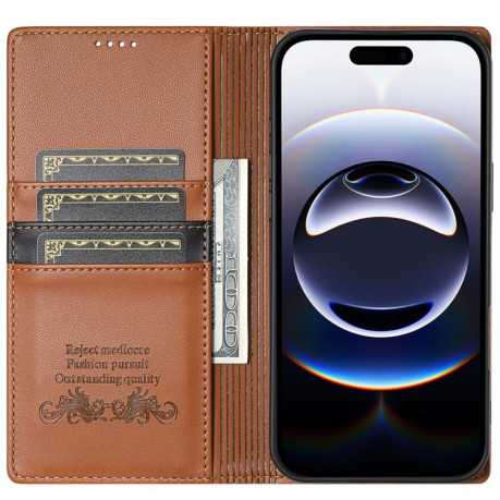 Чехол-книжка N.BEKUS P3 RFID Stitching с кармашком на карт для iPhone 17 Pro Max — коричневый