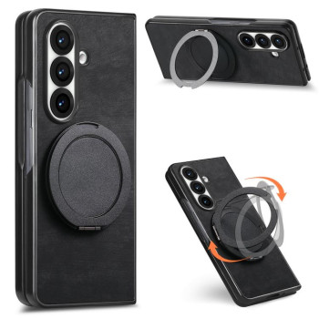 Чехол Retro Leather Rotation Round Holder с поворотным круглым держателем на Samsung Galaxy Fold8 Ultra 5G — чёрный
