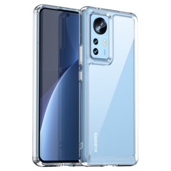 Противоударный чехол  Colorful Acrylic Series с цветной силиконовой боковиной на Xiaomi 12 Pro  - прозрачный