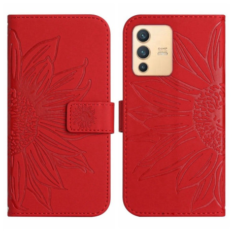Чехол-книжка Skin Feel Sun Flower для Vivo V23 5G - красный