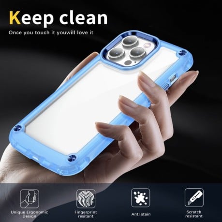 Противоударный чехол Soft Clear для iPhone 15 - синий