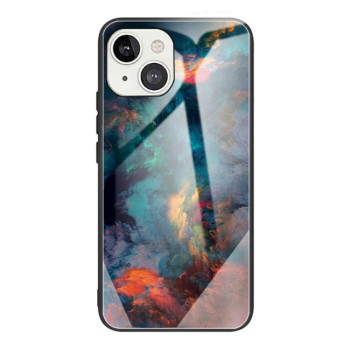 Противоударный чехол Colorful Painted Glass для iPhone 13 Mini - Clouds