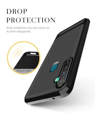 Протиударний чохол Carbon Fiber Texture Protective Case на Realme 5 Pro/Realme Q - чорний