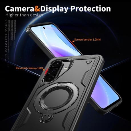 Противоударный чехол MagSafe Holder Armor PC Hybrid для Samsung Galaxy A56 5G - черный