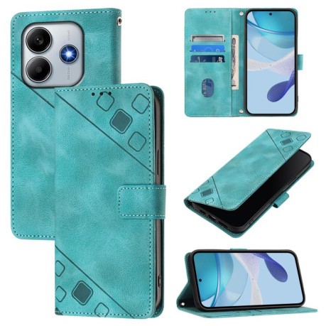 Чехол-книжка Skin-feel Embossed для Xiaomi Poco M7 Pro 5G Global - зеленый