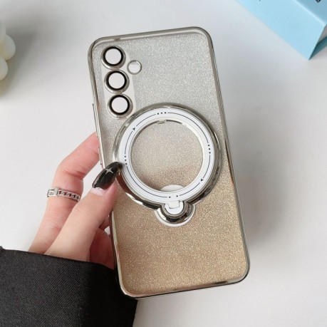 Протиударний чохол Rotation MagSafe Holder Gradient Glitter TPU для Samsung Galaxy A55 - золотий