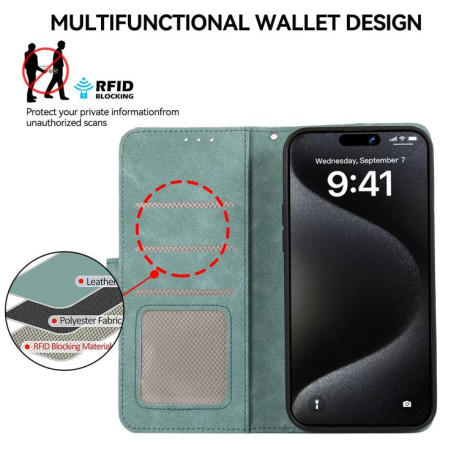 Чохол-книжка ABEEL Color Block Magnetic RFID Leather на iPhone 16e - зелений