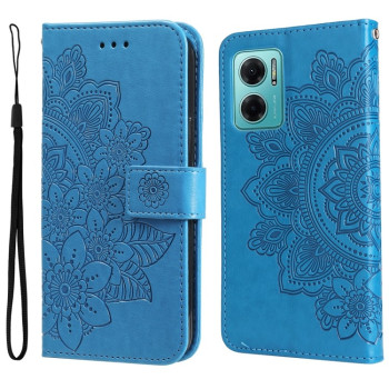 Чехол-книжка 7-petal Flowers Embossing для Xiaomi Redmi Note 11E/Redme 10 5G/Redmi 10 Prime+ 5G - синий