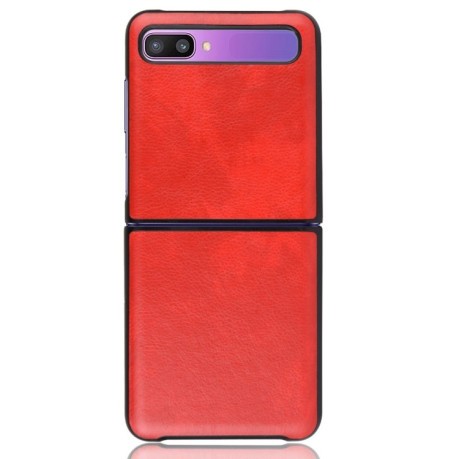 Противоударный чехол Litchi Texture на Samsung Galaxy Z Flip - красный
