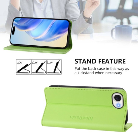 Чохол-книжка RC01 Dual-Folded Magnetic Suction RFID Leather на iPhone 16e - зелений