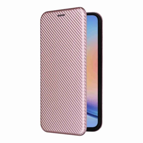 Чохол-книжка Carbon Fiber Texture для Samsung Galaxy A35 5G - рожевий