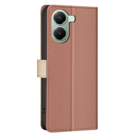 Чехол-книжка Color Matching RFID Anti-theft Leather для Xiaomi Poco X7 Pro - коричневый