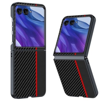 Протиударний чохол Carbon Fiber Texture Printing для Motorola Razr 50 Ultra - чорно-червоний