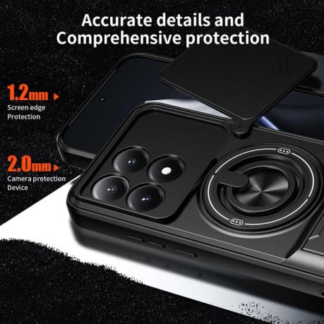 Протиударний чохол Escase зі зсувною шторкою камери та підставкою для Xiaomi 15T 5G — червоний