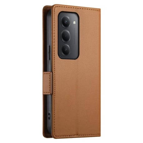 Чехол-книжка Side Buckle Magnetic Frosted Leather на Xiaomi Redmi 15 5G / 4G EU 171mm - коричневый