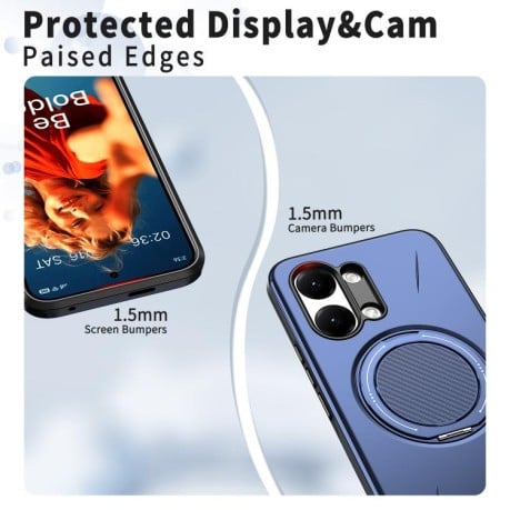 Чохол Metal Rotation Holder MagSafe TPU Hybrid PC з металевим поворотним тримачем і MagSafe на Xiaomi Redmi Turbo 5 Max 5G / Poco X8 Pro Max 5G — темно-синій