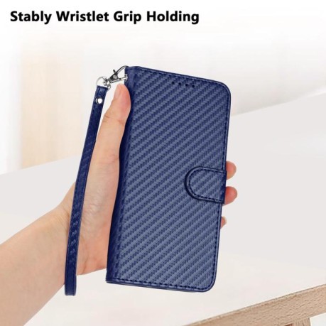 Чехол-книжка Carbon Fiber Texture на For на Samsung Galaxy F16 5G / M16 5G  - синий