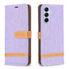 Чехол-книжка Color Matching Denim Texture для Samsung Galaxy M14 5G - фиолетовый