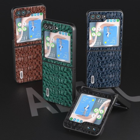 Протиударний шкіряний чохол ABEEL Genuine Leather Sky Series для Samsung Galaxy Flip 5 - чорний