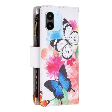 Чохол-гаманець Colored Drawing Pattern Zipper для Xiaomi Redmi A1/A2/Redmi A1+/A2+ - Two Butterflies