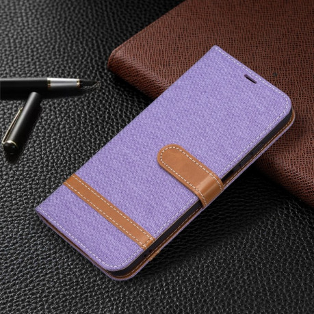 Чехол-книжка Color Matching Denim Texture на Xiaomi Redmi Note 10/10s/Poco M5s - фиолетовый