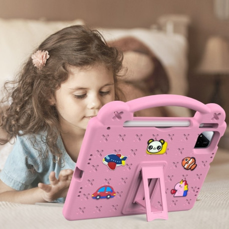 Противоударный чехол EVA Handle Kickstand Children для Xiaomi Pad 7 / 7 Pro 2024 - розовый