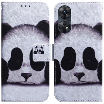 Чехол-книжка Coloured Drawing для OPPO Reno8 T 4G - Panda