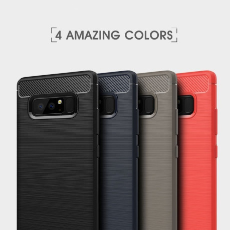 Противоударный чехол на Samsung Galaxy Note 8 Carbon Fiber TPU Brushed Texture  серый
