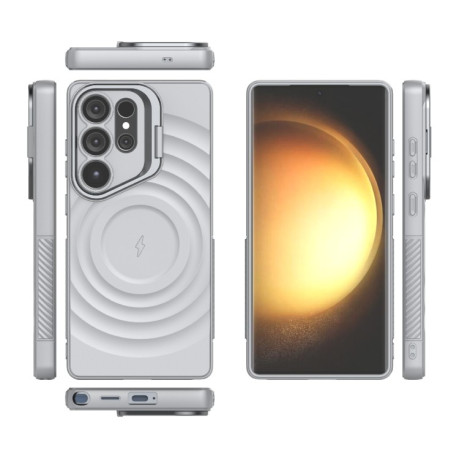 Чохол Lens Frame Bracket Corrugated MagSafe для Samsung Galaxy S25 Ultra 5G - сірий