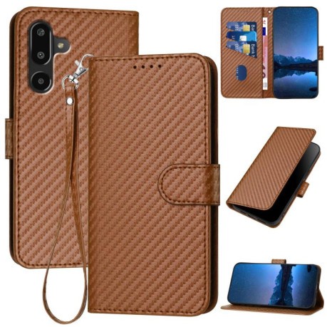 Чехол-книжка Carbon Fiber Texture на For на Samsung Galaxy F16 5G / M16 5G  - кофейный