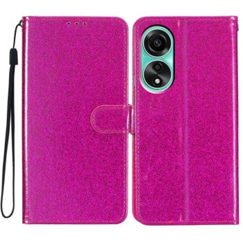 Чехол-книжка Glittery Powder на OPPO A78 4G - пурпурно-красный
