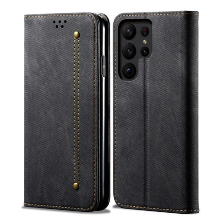 Чохол книжка Denim Texture Casual Style на Samsung Galaxy S23 Ultra 5G - чорний