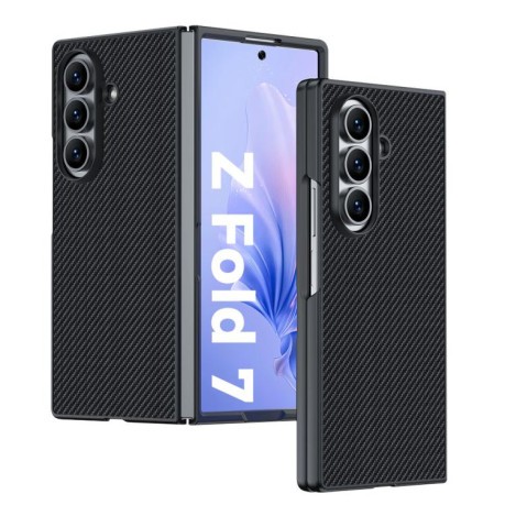Противоударный чехол Carbon Fiber Texture Printing для Samsung Galaxy Fold 7 - черный
