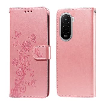 Чохол-книжка з тисненням &quot;метелика&quot; та магнітним хлястиком на Xiaomi Poco M7 4G 169mm - золото