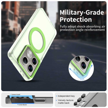 Противоударный чехол MagSafe Holder PC Hybrid для Xiaomi 14T Pro - зеленый