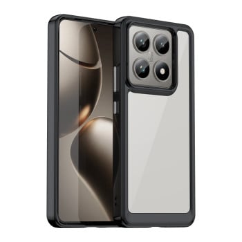 Противоударный чехол  Colorful Acrylic Series с цветной силиконовой боковиной на Xiaomi 14T - черный