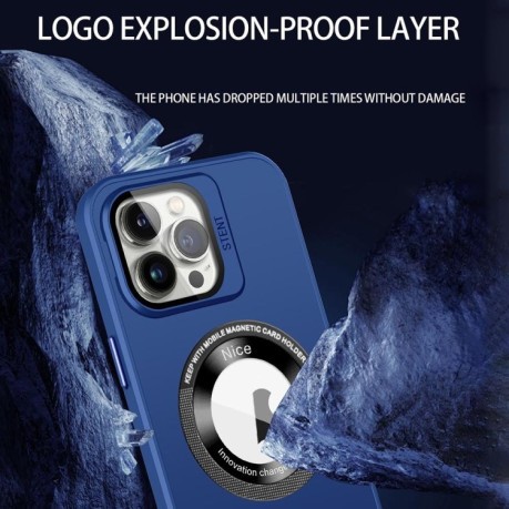 Противоударный чехол Skin Feel Magnifier MagSafe Lens для iPhone 15 Pro Max - синий