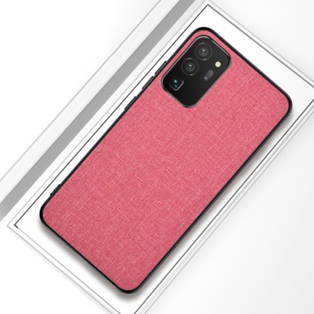 Противоударный чехол Cloth Texture на Samsung Galaxy S21 Ultra - розовый