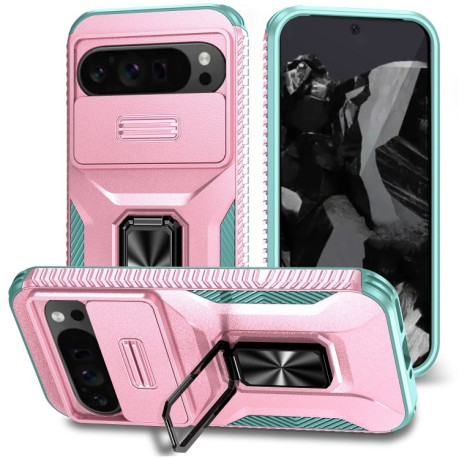 Протиударний чохол Sliding Camshield для Google Pixel 9 Pro XL - Pink + Grey Green
