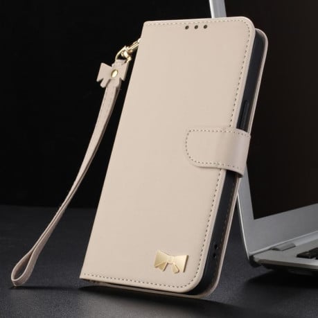 Чехол-книжка Metal Bow Leather для Xiaomi Redmi Note 14 4G 164.84mm- Apricot