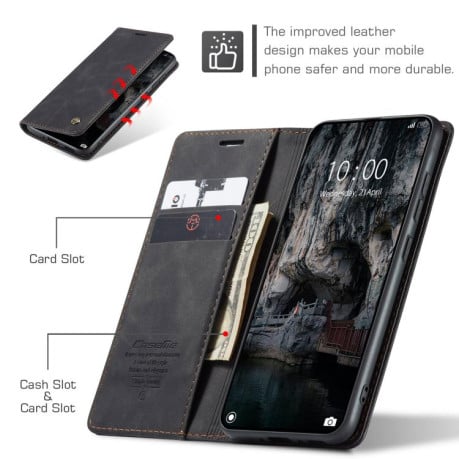 Чехол-книжка CaseMe-013 многофункциональный с кармашком на карт на Xiaomi 15T - черный