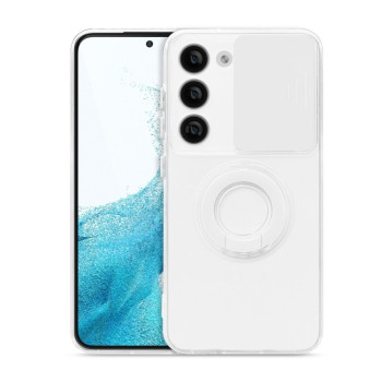 Противоударный чехол Sliding Camera with Ring Holder для Samsung Galaxy S23+ 5G - белый