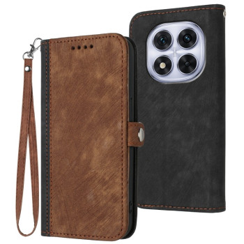 Чехол-книжка Side Buckle Double Fold Hand Strap Leather для Xiaomi Redmi Note 14 Pro 5G/Poco X7 - коричневый