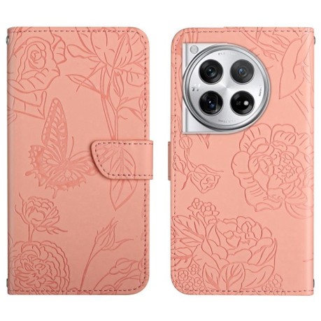 Чохол-книжка Butterfly Peony Embossed для OnePlus 12R 5G Global - рожевий