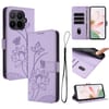 Чехол-книжка Escase с тиснением лотоса и шнурком на Xiaomi 17T Pro 5G — фиолетовый